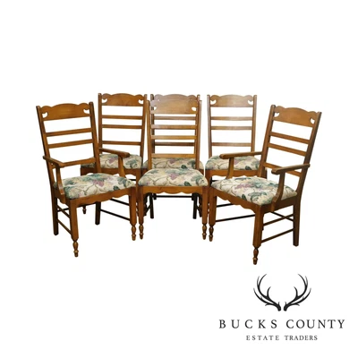 $995 • Buy Pennsylvania House Solid Maple Set 6 Country Ladder Back Dining Chairs