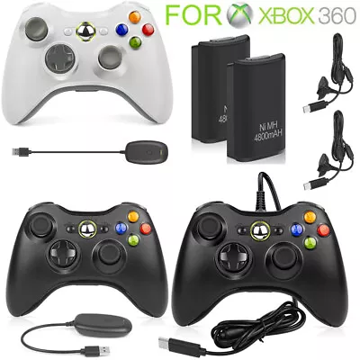 Wired Wireless Controller GamePad For Microsoft Xbox 360/Slim/PC & Battery Pack • $12.89