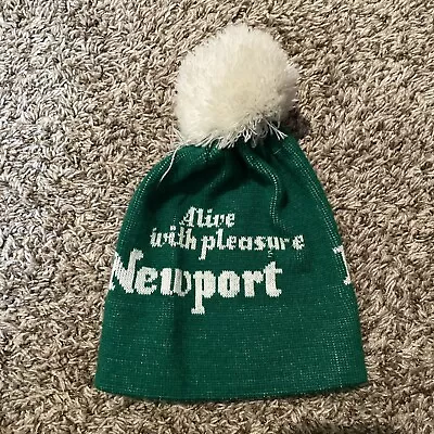 Vintage 80s Newport Cigarettes Alive With Pleasure Winter Pom Beanie Ski Hat Cap • $15