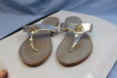 Size 7 MICHAEL KORS MK PLATE JELLY Shiny THONG SANDAL STRAPPY WOMENS SHOES • $13.95