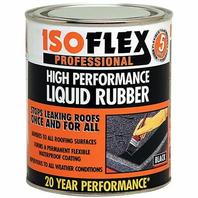 £23.63 • Buy Isoflex High Performance Liquid Rubber Waterproof Roof Seal Black/Primer/Cleanup