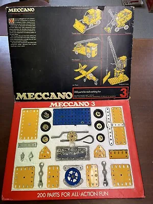 Vintage Meccano Set 3 From 1974 100% Complete In Original Box With Manuals (L) • £54.50
