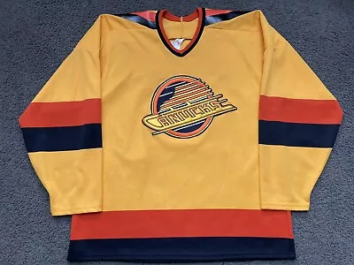 VINTAGE 1985-1989 Vancouver Canucks Sunflower Jersey CCM Maska XL #20 NHL Yellow • $199.98