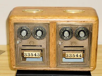 U S Post Office Box Door Coin Bank With Double Doors-Size 1 Dual Dials-Oak • $79