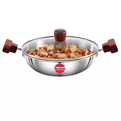 Hawkins 1.5 L Fry Pan/Wok Triply Stainless Steel Kadai Induction Base With Lid • $72.99