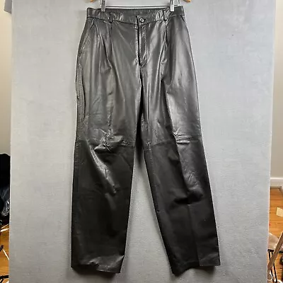 Vintage Leather Pants Men's 36 Black Biker Sea Dreams 33” Inseam 70s Genuine • $80