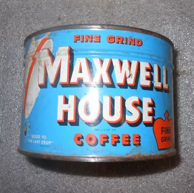 Vintage Maxwell House Coffee Tin Can 1 Lb  Full Unopened W/Key Attached • $49.50