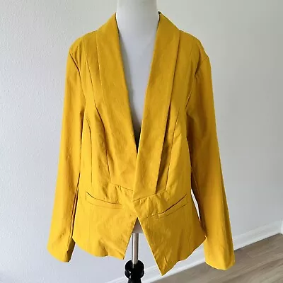 Torrid NEW Mustard Stretch Open Front Cut Away Blazer Size 1X • $34.99