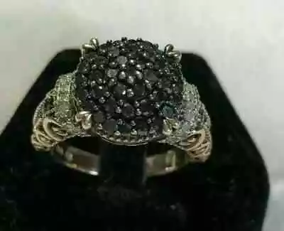 2Ct Lab Created Black Diamond Cluster Women's Engagement Ring 14K Rose Gold Fn • $100.09
