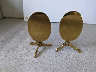 Pair Antique Brass Miniature Candle Reflectors - 4 1/4 Inches Tall • $39.19