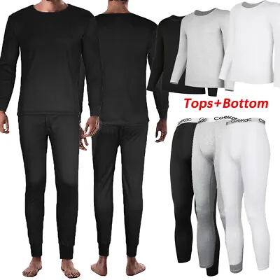 Men 2PC Warm Fleece Winter Suit Thermal Underwear Set Top Bottom Long Johns Pant • £13.99