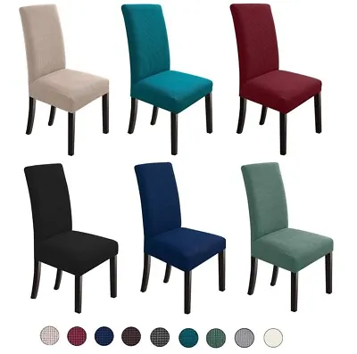 Dining Chair Seat Covers Slip Banquet Home Protective Stretch Removable Cover • £4.59