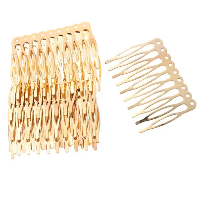 Lot 10pcs 5/10 Teeth Metal Blank DIY Silver Gold Bronze Hair Comb Clips Craft • £4.20