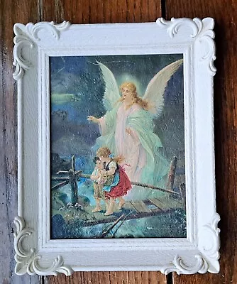 Vintage Guardian Angel With Child Print In Pittsburg Statuary Co. Frame 10 ×8  • $12