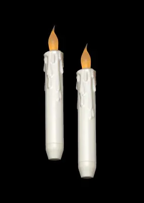 2  Battery Operated 6.75  LED White Non-Timer Candle Tapers - Wedding - Holidays • £5.73