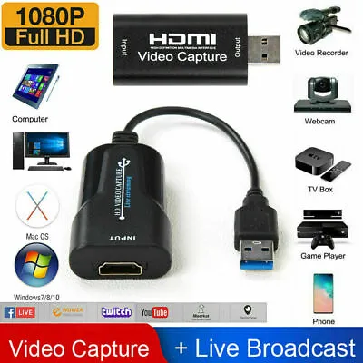 1080P 4K HDMI To USB 2.0 3.0 Video Capture Card Game Audio Video Live Streaming • $6.97