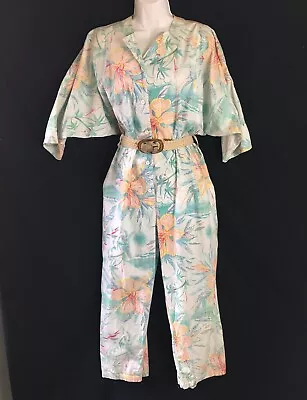 Blowout L.A. Jumpsuit True VINTAGE Women 90s Belted Floral Size L To XL USA Made • $72