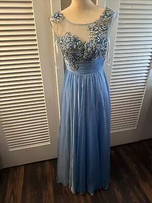 Party Time Formals Blue Stunning Pageant Prom Gown Dress Sz 0 • $25