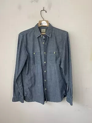 J Crew Mens Shirt Medium Blue Chambray Denim Button Down Long Sleeve Casual • $26.95