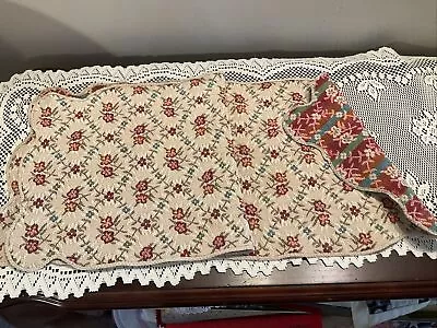 2 Jacquard Table Runners  Floral Print 12  X 2  Scalloped Ends. • $15