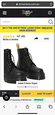 Dr. Martens Women's Jadon II Mono Vegan 8 Eye Boots Shoes Platform - Black • $240