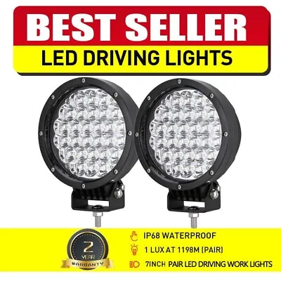 Pair Slim 7inch LED Driving Lights Spot Beam Round Black Offroad SUV 4WD ATV UTV • $88.96