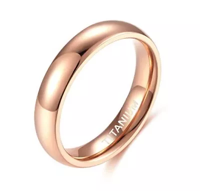 Genuine Titanium Ring Rose Gold Wedding Band Plain Couples Bond Ring 1 Piece New • $23.80