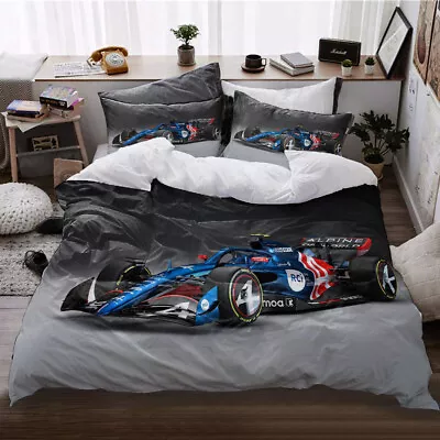 Sports Racing Car Duvet Quilt Cover Pillowcases Single Double Queen Bedding Set • $16.19