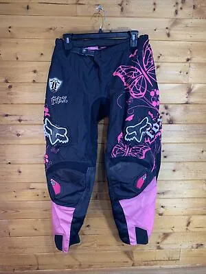 Fox Size 9 / 10 Racing 180 Motocross Atv Biking Pants Black / Pink/ White Usa • $46.99