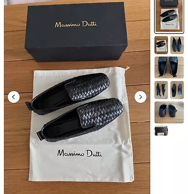 Brand New Massimo Dutti Black Woven Leather Flats Moccasins Size UK5 EU38 US7.5 • £65