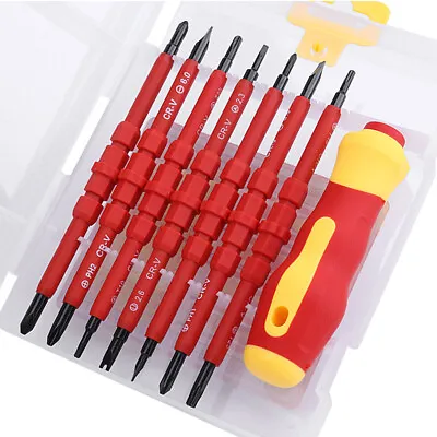 15 In 1 Electrician's Insulated Screwdriver Tool Set Double Head W/ Magnetic Tip • $15.99