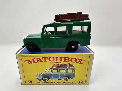 Matchbox Lesney Vintage Safari Land Rover #12 Green In Blue Photo Box EXCELLENT • $63.40