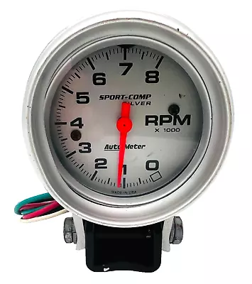 Autometer 3707 Sport-Comp Silver Mini Tachometer 2 5/8  8000 Rpm • $69