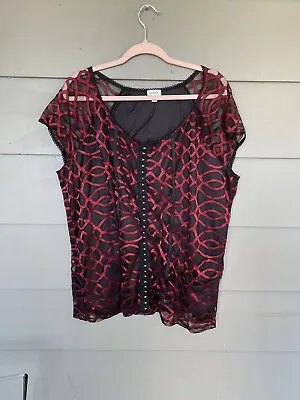 Lace Steampunk Top Plus Size Womens Red Blouse 2X Avenue • $18