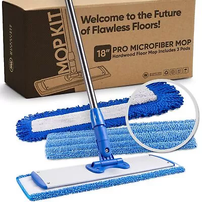 18  Professional Microfiber Mop - Hardwood Floor Mop - Dry & Wet Mop For Wood... • $51.66