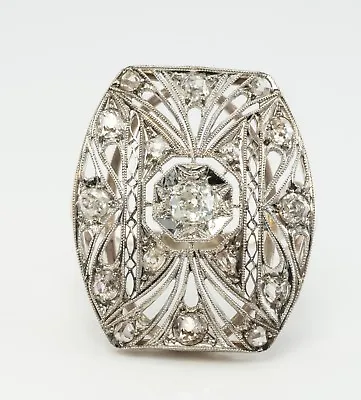 Diamond Ring Platinum Shield 14K Gold Band Antique • $2180