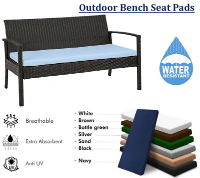 Outdoor 2/3/4 Seater Bench Pad Waterproof Fabric Garden Furniture Seat Cushions • £20.99