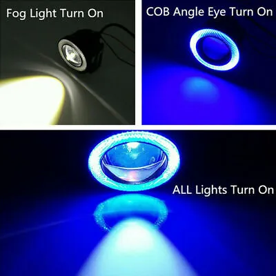 3.5  Inch COB LED Fog Light Projector Car Blue Angel Eyes Halo Ring DRL Lamp • $28.99