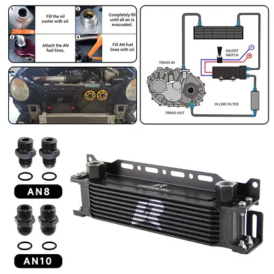 £54.60 • Buy Universal 9 Row G1/2  248mm Oil Cooler With 2PCS AN8 & A10 Fittings + Bracket BK