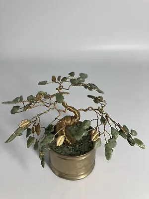 Vintage Bonsai Tree Jade & Brass Miniature Gorgeous • $29