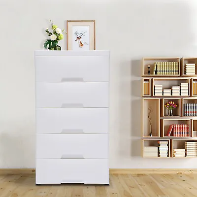 Chest Of 5 Drawers Plastic Stackable Drawer Tower Dresser Clothes Storage Racks • $65.55