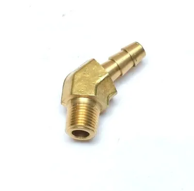 45 Degree Elbow 1/4 Id Hose Barb To 1/8 Npt Male Brass Fitting Water Air Oil Gas • $8.68