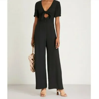 STAUD Gabriella Jumpsuit Size 0 New With Tags Black Short Sleeve Pant Jumpsuit • $275