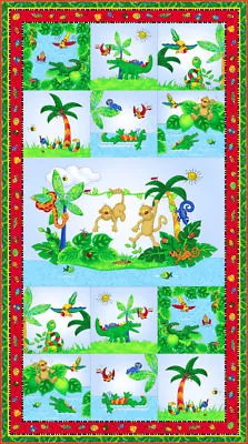 I Spy In The Amazon Rainforest Fabric Panel Northcott Monkey Crocodile Kids  • $8.50