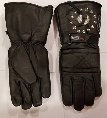 New Xl Thinsulate 3m Leather Motorcycle Gloves Gauntlet Studded Concho Free Ship • $17.99