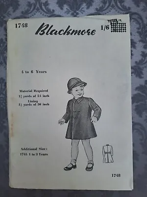 £8.50 • Buy 50s Blackmore Paper Sewing Dress Pattern Boys Coat  4 - 6 Yrs  
