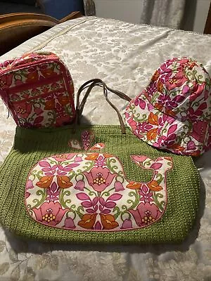 Vera Bradley Lily Bell Bag Straw Beach Bag Sun Hat Lunch Tote. Excellent • $49