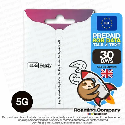 🚀 EUROPE 30DAY 4G 5G 8GB DATA TALK TEXT Prepaid Travel SIM Roaming NO CONTRACT • $24.90