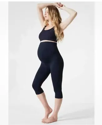 BLANQI Everyday Maternity Size SMALL Black Belly Support CROP LEGGINGS Women’s • $15