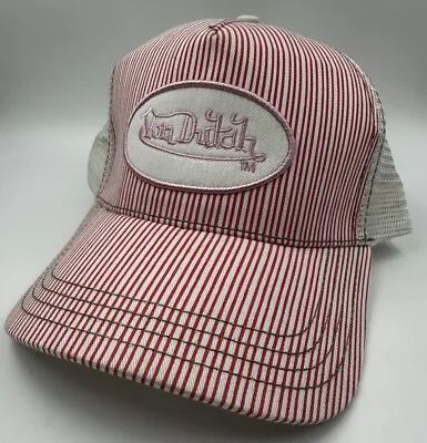 Rare Y2K Von Dutch Pink & White Stripes Mesh Trucker Hat Cap NEW WITH TAGS NWT • £52.93